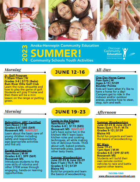 Cover of summer 2023 youth flyer